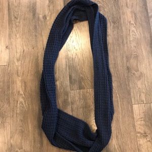 Navy blue crocheted Infiniti scarf